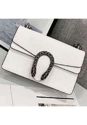 Jess Medium Leather Shoulder Bag White