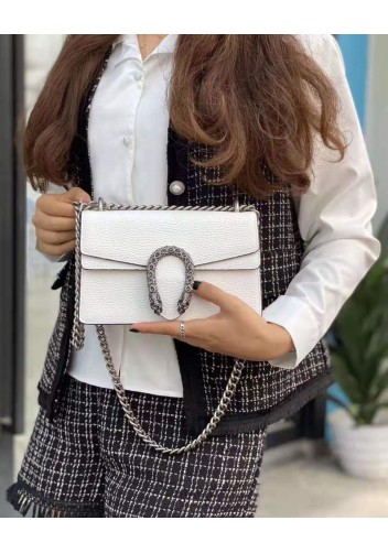 Jess Medium Leather Shoulder Bag White