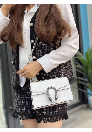 Jess Medium Leather Shoulder Bag White