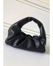 Dina Small Leather Shoulder Hobo Bag Black