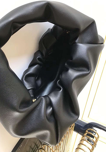 Dina Small Leather Shoulder Hobo Bag Black