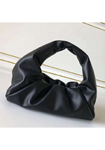 Dina Small Leather Shoulder Hobo Bag Black