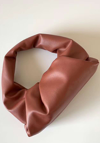 Dina Small Leather Shoulder Hobo Bag Brick