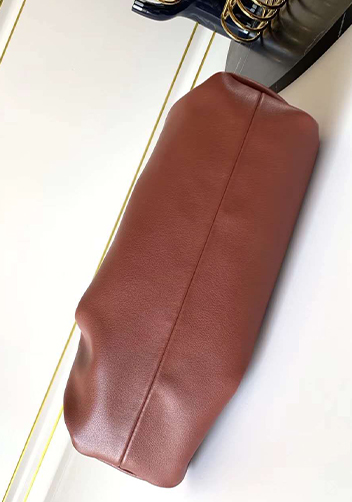 Dina Small Leather Shoulder Hobo Bag Brick