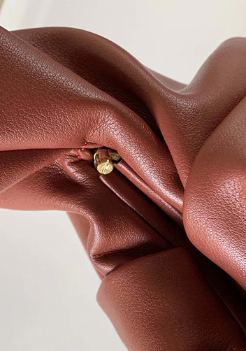 Dina Small Leather Shoulder Hobo Bag Brick