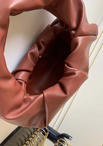 Dina Small Leather Shoulder Hobo Bag Brick