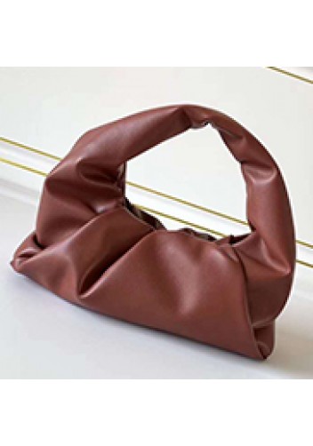 Dina Small Leather Shoulder Hobo Bag Brick