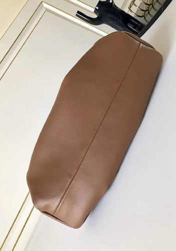 Dina Small Leather Shoulder Hobo Bag Brown