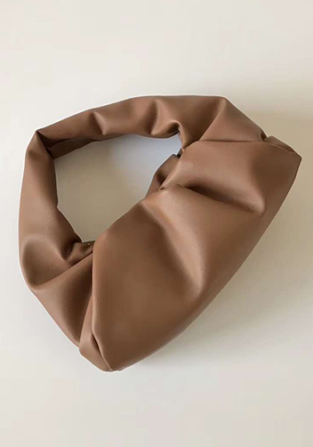 Dina Small Leather Shoulder Hobo Bag Brown