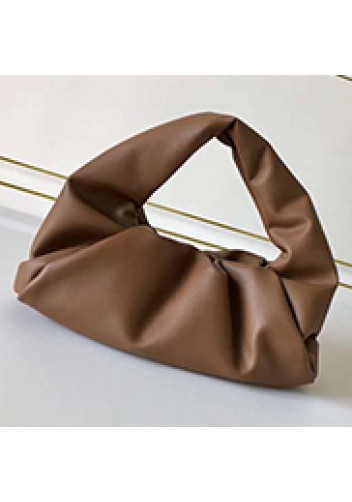 Dina Small Leather Shoulder Hobo Bag Brown