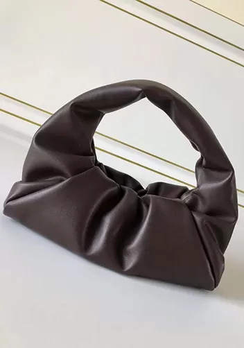 Dina Small Leather Shoulder Hobo Bag Chocolate