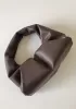 Dina Small Leather Shoulder Hobo Bag Chocolate