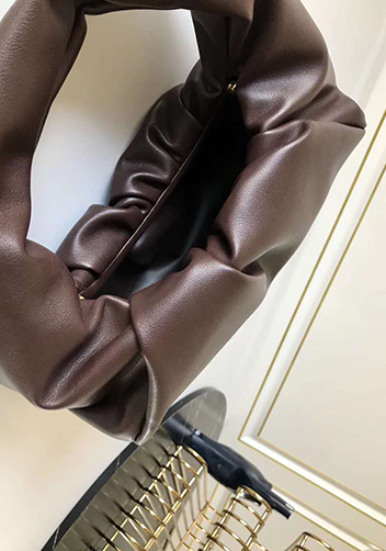 Dina Small Leather Shoulder Hobo Bag Chocolate
