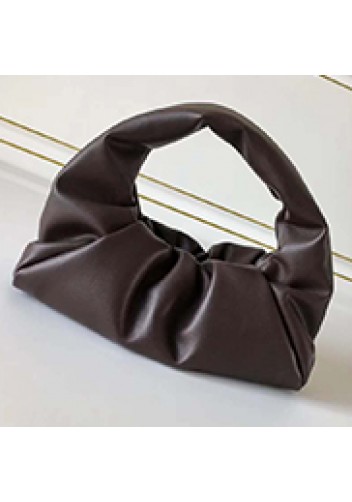 Dina Small Leather Shoulder Hobo Bag Chocolate