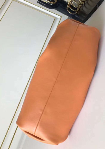 Dina Small Leather Shoulder Hobo Bag Orange