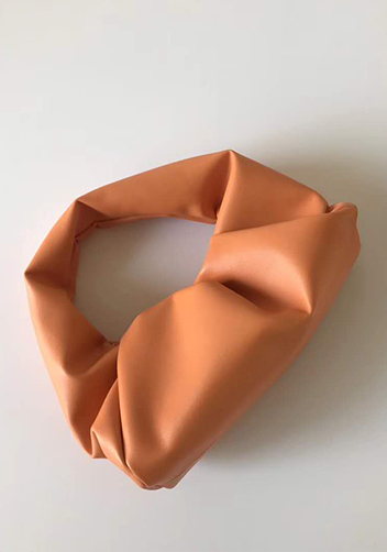 Dina Small Leather Shoulder Hobo Bag Orange