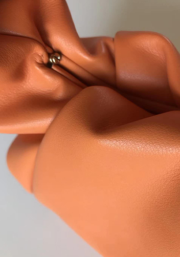 Dina Small Leather Shoulder Hobo Bag Orange