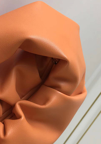 Dina Small Leather Shoulder Hobo Bag Orange