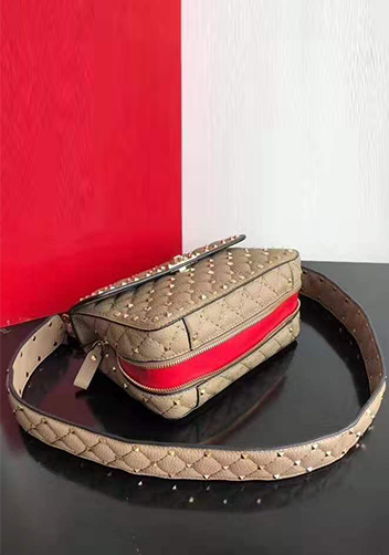Jacqueline Studs Grain Leather Shoulder Bag Beige