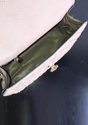 Jacqueline Studs Grain Leather Shoulder Bag Beige