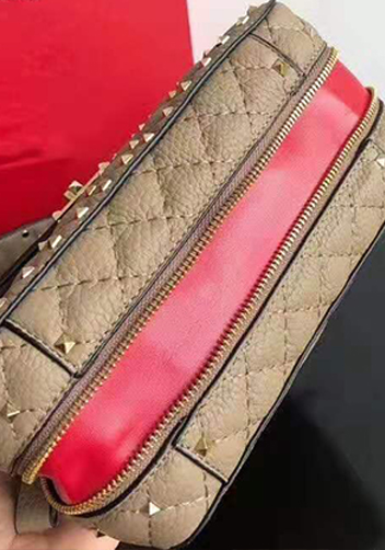 Jacqueline Studs Grain Leather Shoulder Bag Beige