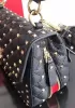 Jacqueline Studs Grain Leather Shoulder Bag Black