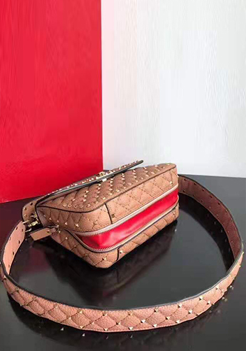 Jacqueline Studs Grain Leather Shoulder Bag Pink