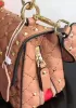 Jacqueline Studs Grain Leather Shoulder Bag Pink