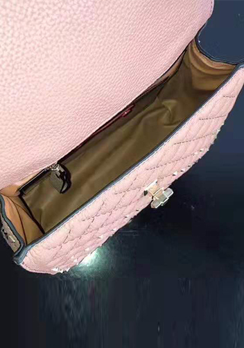 Jacqueline Studs Grain Leather Shoulder Bag Pink