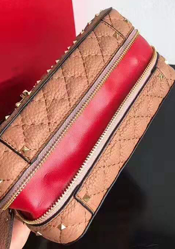 Jacqueline Studs Grain Leather Shoulder Bag Pink