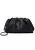 Dina Woven Leather Clutch Shoulder Bag Black