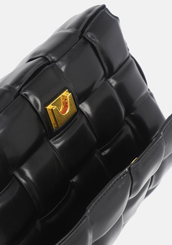 Mia Leather Chain Shoulder Bag Black