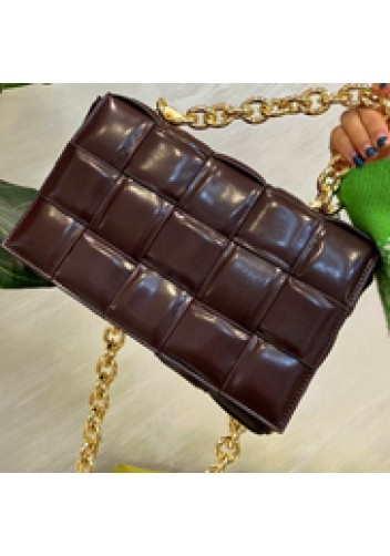 Mia Leather Chain Shoulder Bag Choco
