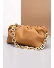 Dina Leather Clutch Chain Bag Beige