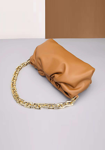 Dina Leather Clutch Chain Bag Beige