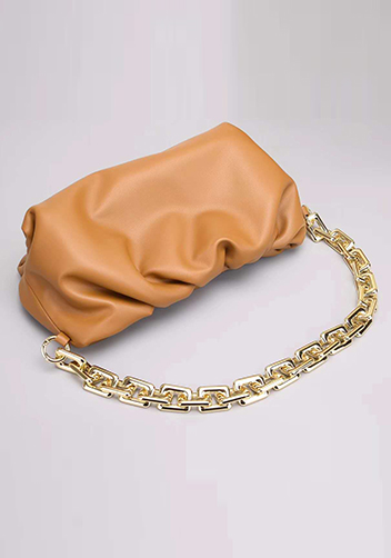 Dina Leather Clutch Chain Bag Beige