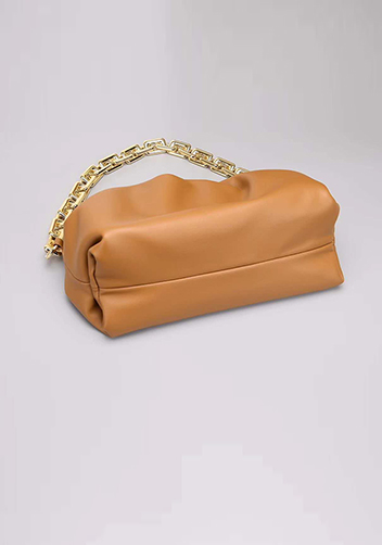 Dina Leather Clutch Chain Bag Beige
