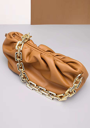 Dina Leather Clutch Chain Bag Beige