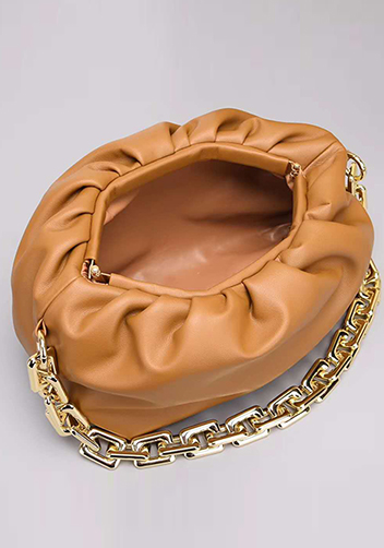 Dina Leather Clutch Chain Bag Beige