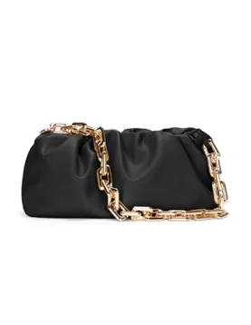 Dina Leather Clutch Chain Bag Black