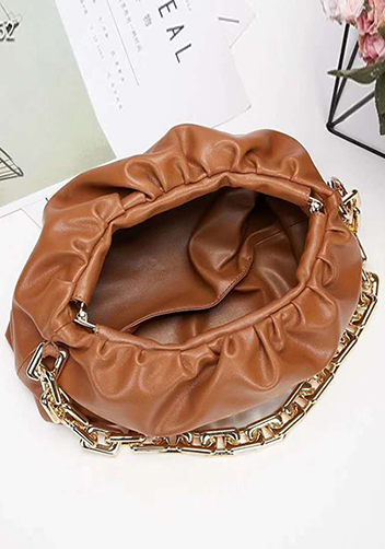 Dina Leather Clutch Chain Bag Camel