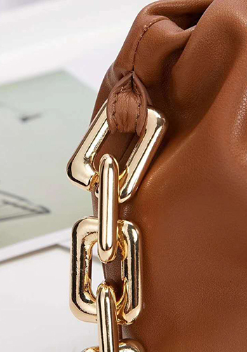 Dina Leather Clutch Chain Bag Camel