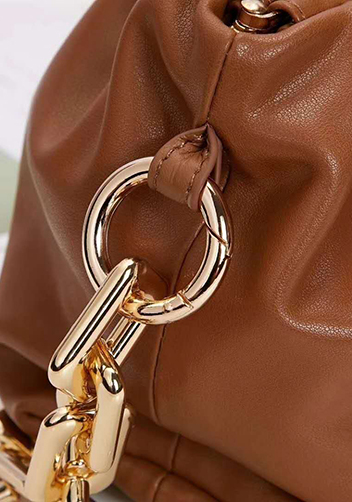 Dina Leather Clutch Chain Bag Camel