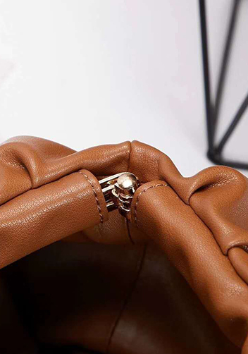 Dina Leather Clutch Chain Bag Camel