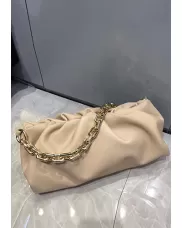 Dina Leather Clutch Chain Bag Cream