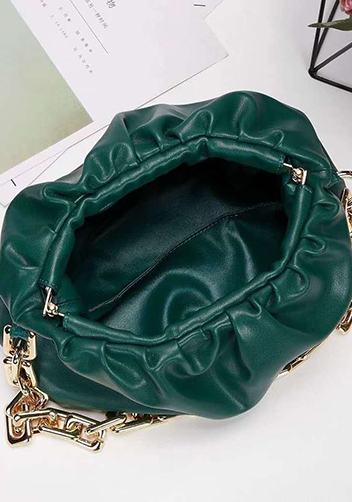 Dina Leather Clutch Chain Bag Green