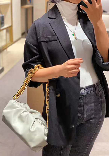 Dina Leather Clutch Chain Bag Green