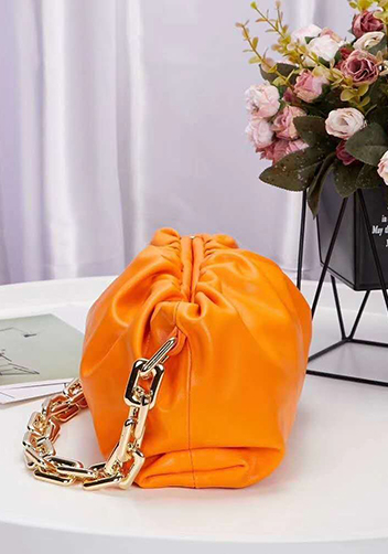 Dina Leather Clutch Chain Bag Orange