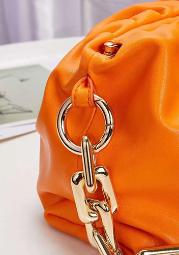 Dina Leather Clutch Chain Bag Orange