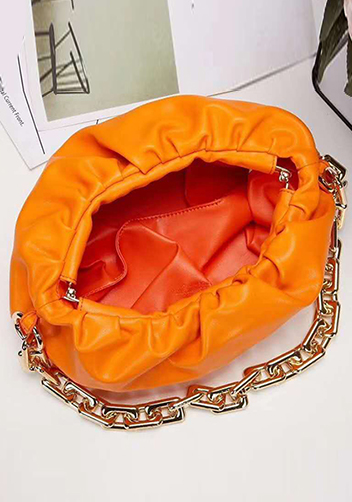 Dina Leather Clutch Chain Bag Orange